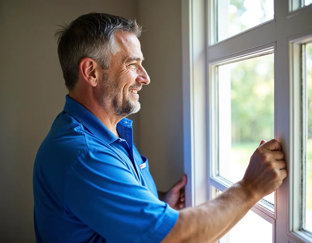 Employee fixing common window problems.