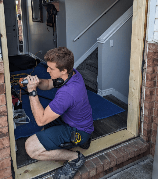 Better Window and Door technician working on a door in Windsor-Essex.