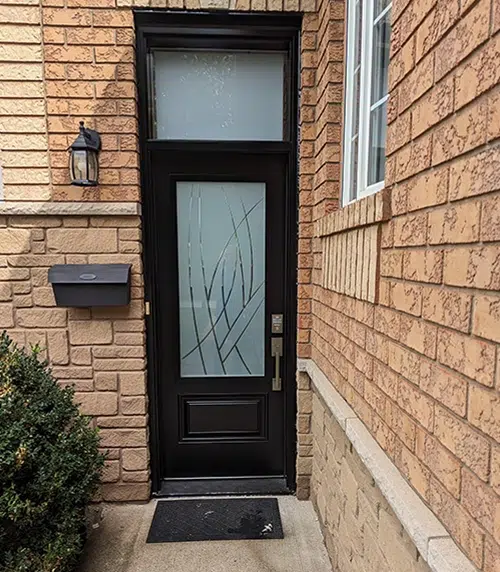 A fibregalss entry door installed.