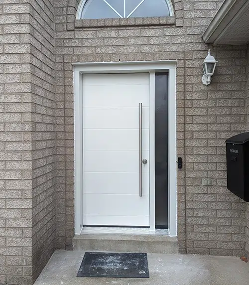 A steel entry door installed.