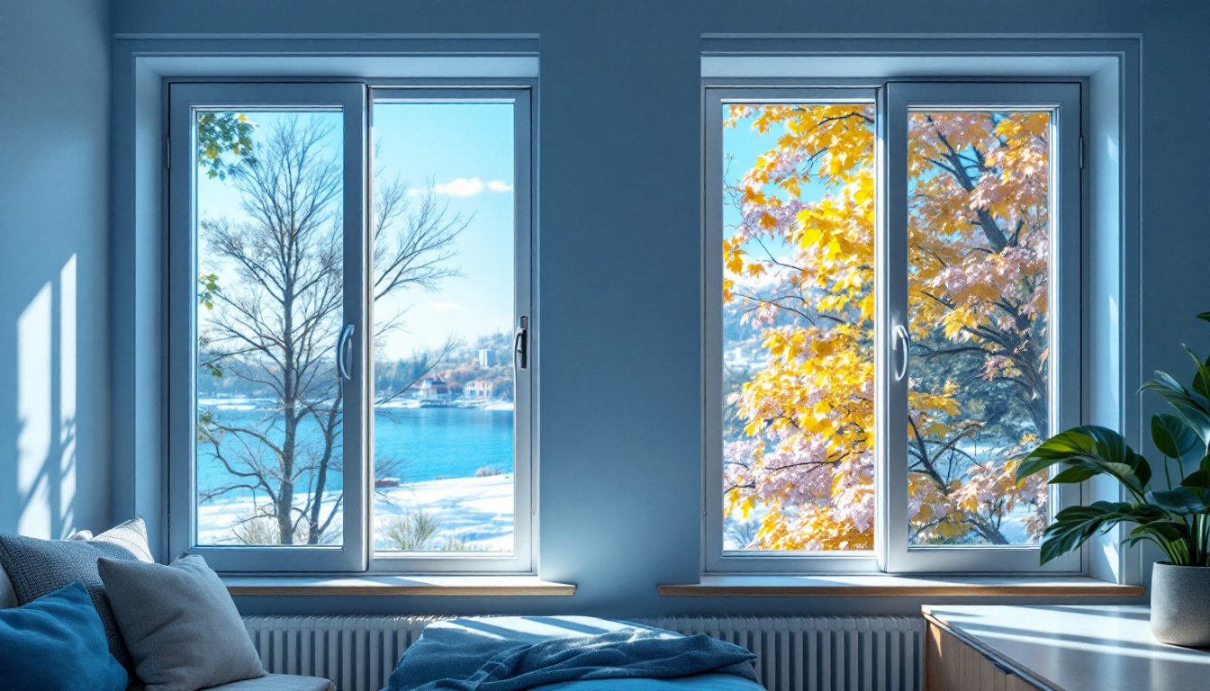 A photograph of a beautifully designed home interior featuring both slider and double-hung windows open to showcase the contrasting ventilation styles